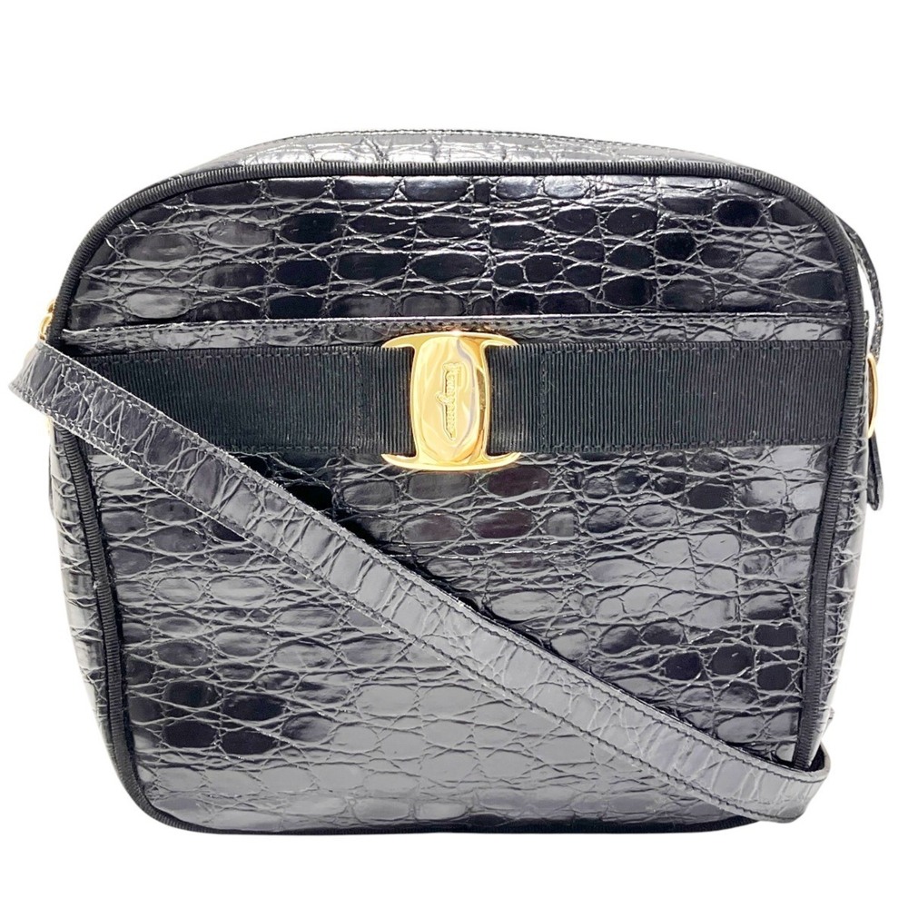 Salvatore Ferragamo Vara crocodile-embossed leather shoulder bag A21 6677